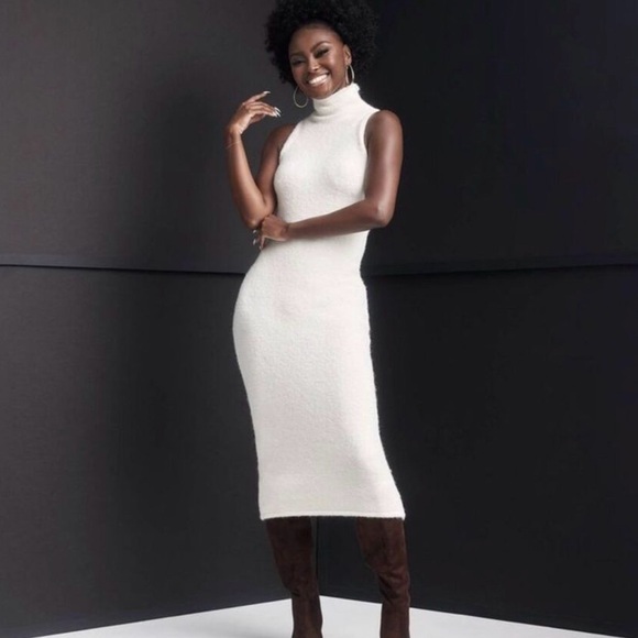 Future Collective Sleeveless Cream Turtleneck Midi Dress - NWT szS - Picture 4 of 5